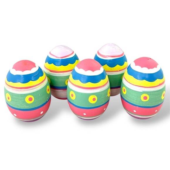 Other - Set of 5 Hand Painted Easter Eggs Decorative Spring Holiday Display
